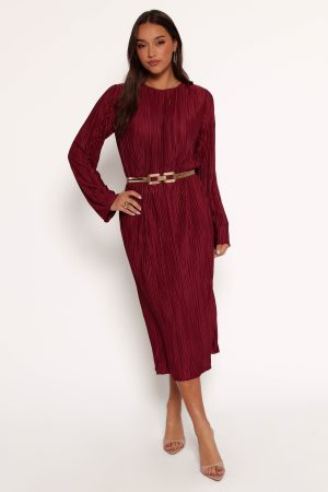 Tannikah Plisse Midi Dress – Ruby Wine
