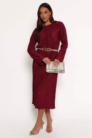 Tannikah Plisse Midi Dress – Ruby Wine