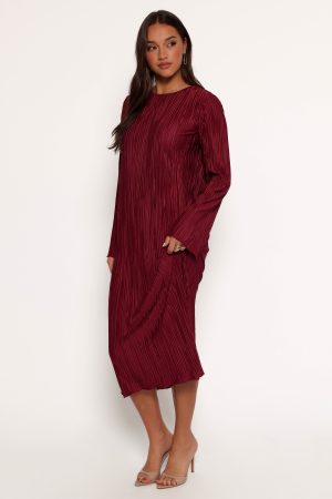 Tannikah Plisse Midi Dress – Ruby Wine