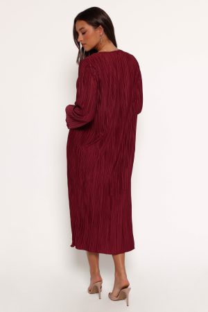 Tannikah Plisse Midi Dress – Ruby Wine