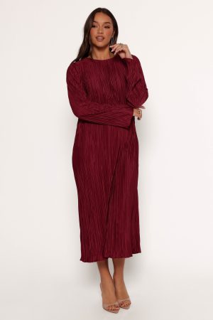 Tannikah Plisse Midi Dress – Ruby Wine