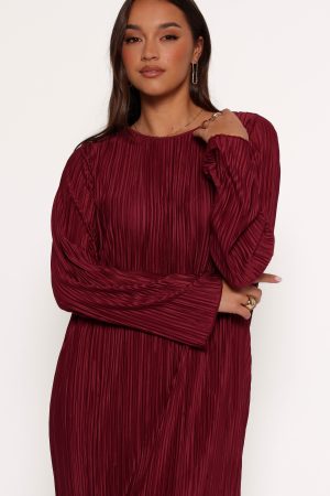 Tannikah Plisse Midi Dress – Ruby Wine