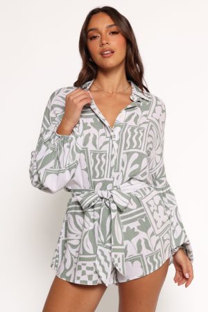 Tansy Playsuit – Sage Print