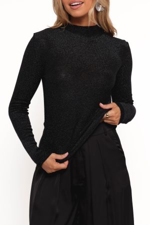 Lovie Turtleneck Top – Black