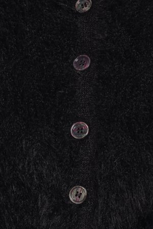 Tavan Crop Button Front Cardigan – Black