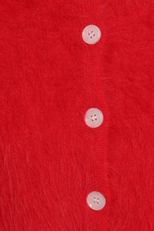 Tavan Crop Button Front Cardigan – Red