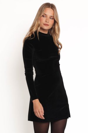 Taylor Velvet Mini Dress – Black
