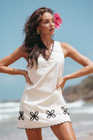 Thalia Mini Dress – Cream/Black