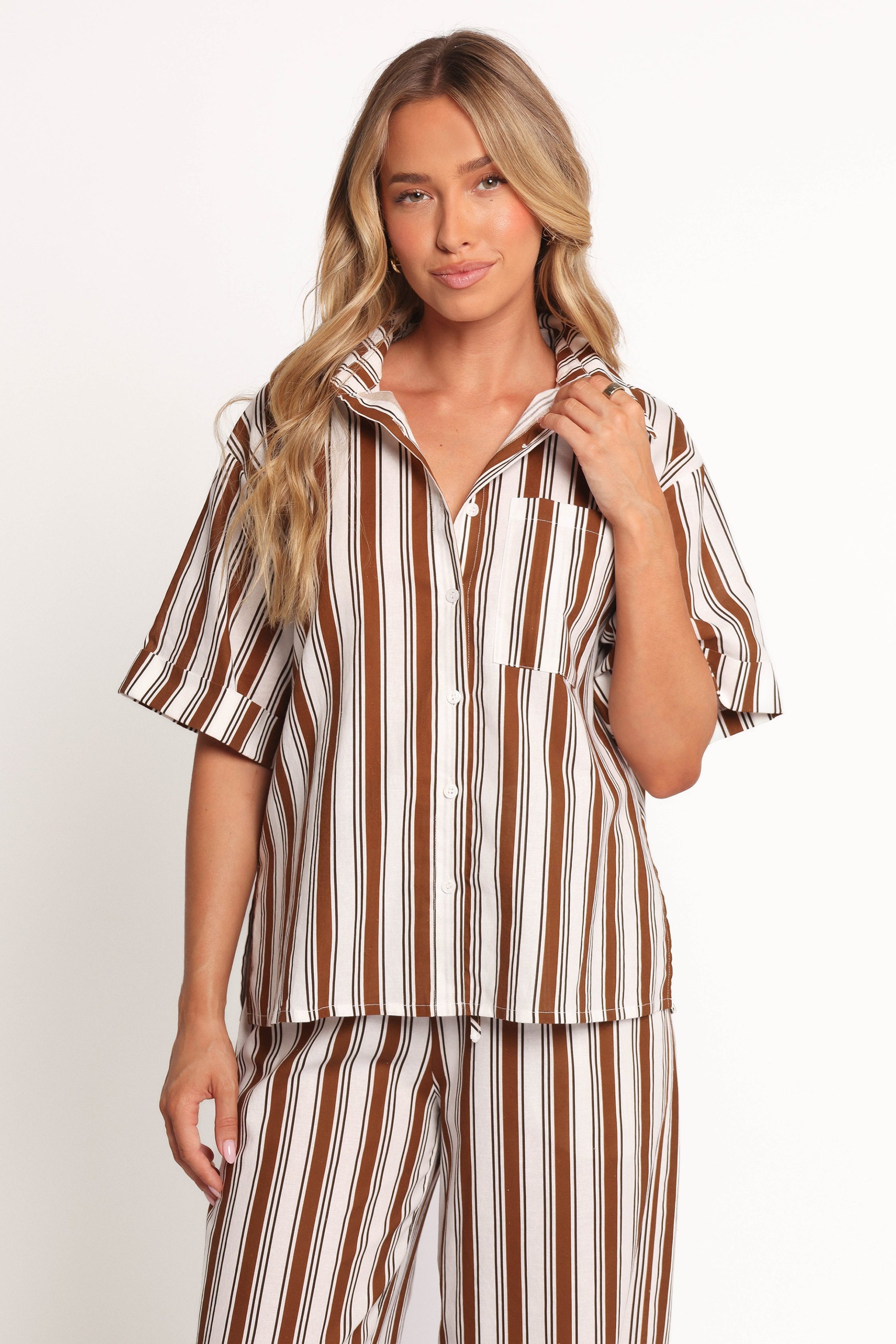 ThaliaShortSleeveShirt-ChocolateStripe_ThaliaWideLegPant-ChocolateStripe2-4