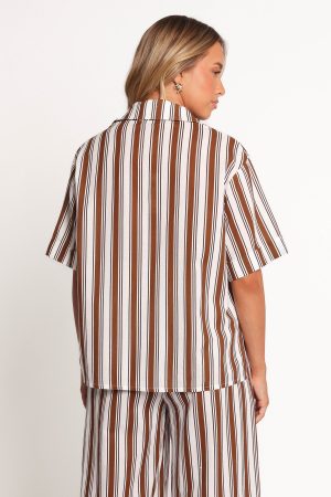 Thalia Short Sleeve Shirt – Chocolate Stripe