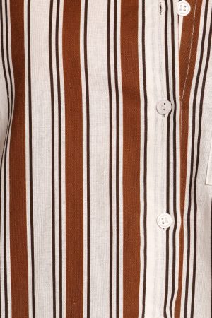 Thalia Short Sleeve Shirt – Chocolate Stripe