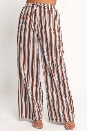 Thalia Wide Leg Pant – Chocolate Stripe