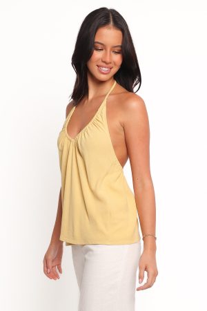 Theodora Halterneck Top – Yellow
