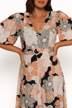 Tiarni Maxi Dress – Black Floral