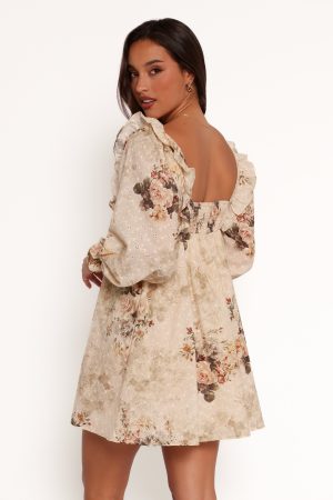 Tiarny Mini Dress – Beige Floral