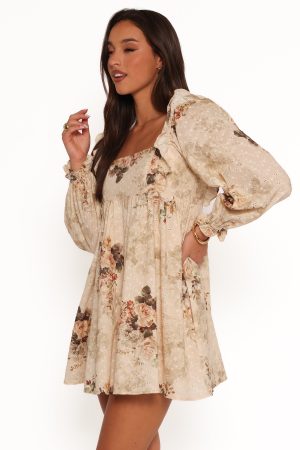 Tiarny Mini Dress – Beige Floral