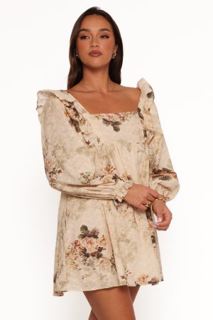 Tiarny Mini Dress – Beige Floral