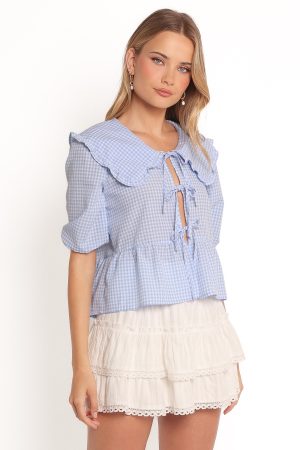 Tillio Tie Front Top – Blue