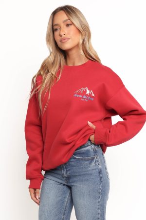 Torie Apres Ski Camp Sweatshirt – Cherry