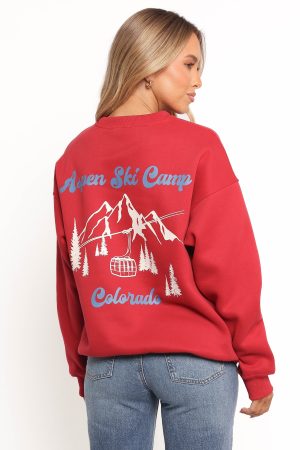 Torie Apres Ski Camp Sweatshirt – Cherry