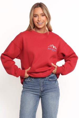 Torie Apres Ski Camp Sweatshirt – Cherry