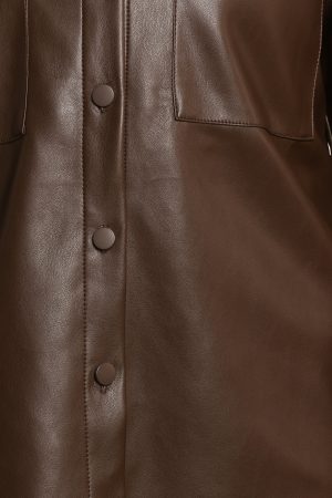 Trevira Faux Leather Shirt – Brown