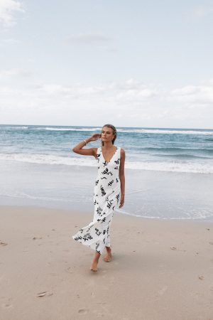 Tulsi Midi Dress – Off White Print