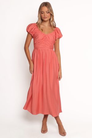 Valeen Midi Dress – Coral