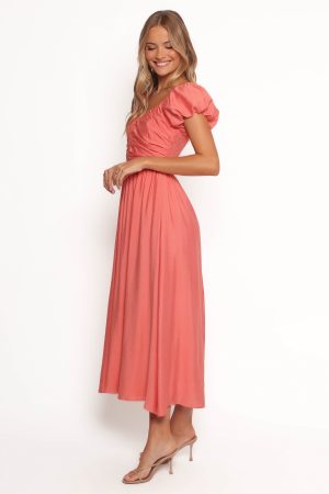 Valeen Midi Dress – Coral