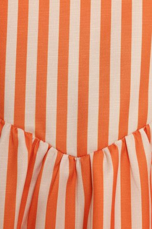 Valencia Halterneck Top – Orange Beige Stripe