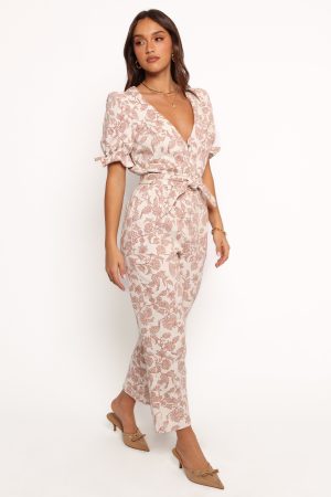 Valerie Jumpsuit – Ivory Tan