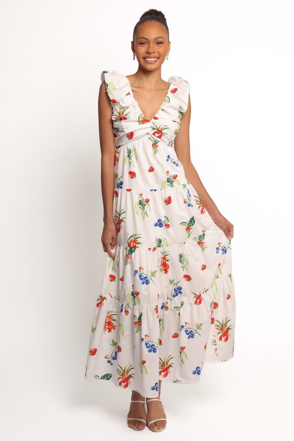 Valerie Maxi Dress - Off White/Red