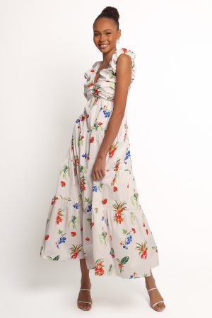 Valerie Maxi Dress – Off White/Red