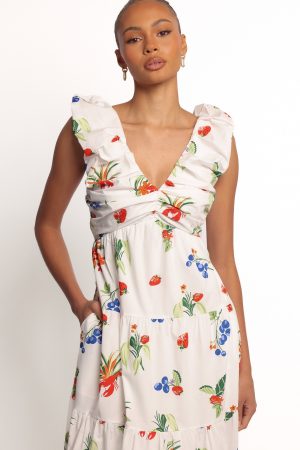 Valerie Maxi Dress – Off White/Red