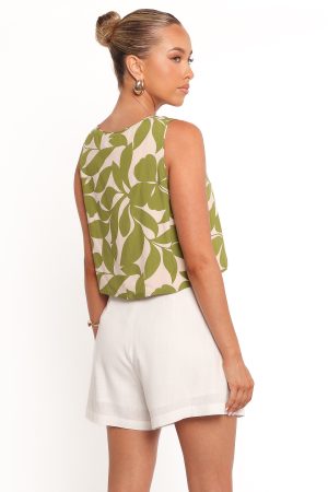 Valia Tie Top – Green Floral