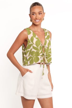 Valia Tie Top – Green Floral