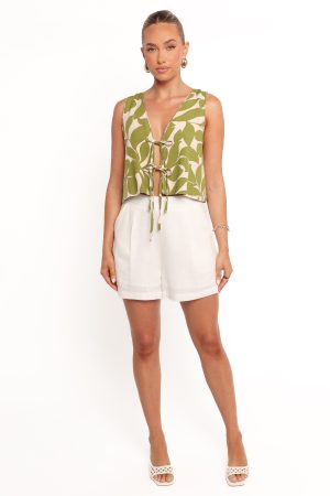 Valia Tie Top – Green Floral