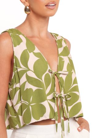 Valia Tie Top – Green Floral