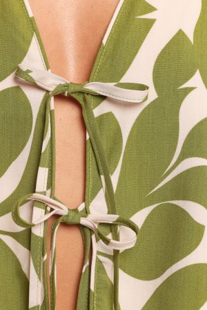 Valia Tie Top – Green Floral