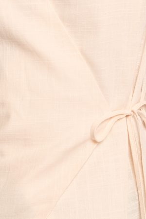 Vanni Wrap Front Linen Top – Cream