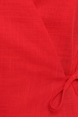 Vanni Wrap Front Linen Top – Red