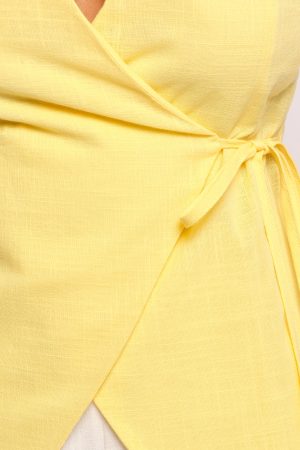 Vanni Wrap Front Linen Top – Yellow