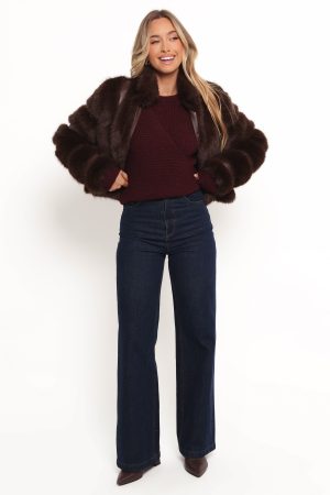 Velma Channel Faux Fur Jacket – Chocolate