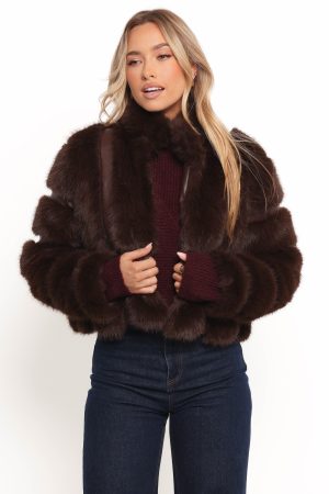 Velma Channel Faux Fur Jacket – Chocolate