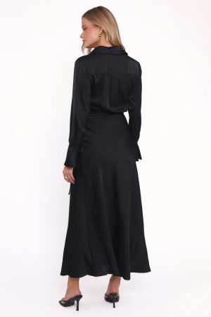 Verna Long Sleeve Maxi Dress – Black