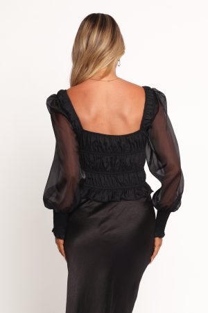 Vespera Smocked Top – Black