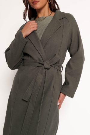 Violeta Tie Front Coat – Olive
