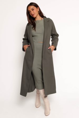 Violeta Tie Front Coat – Olive
