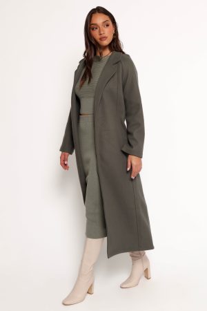 Violeta Tie Front Coat – Olive