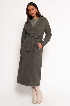 Violeta Tie Front Coat – Olive